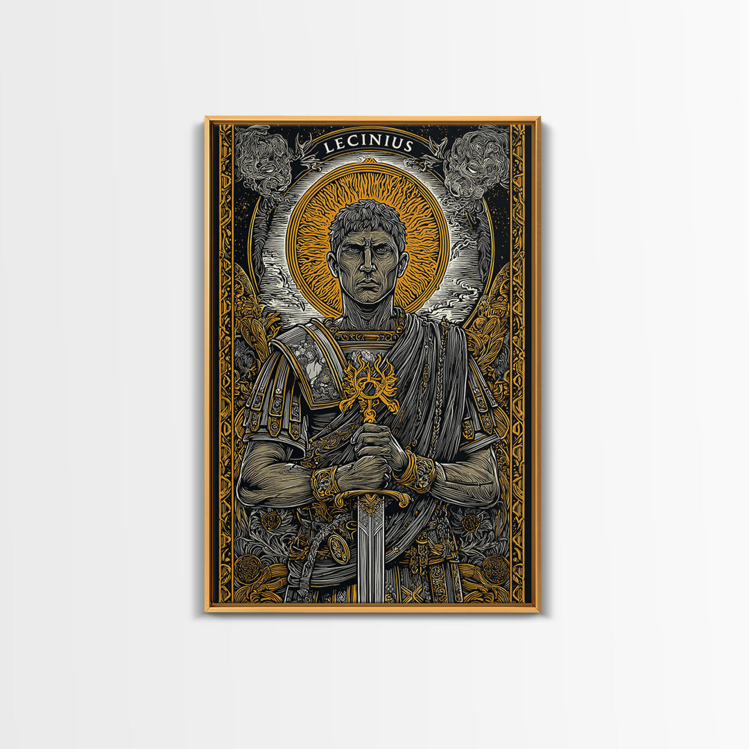 Hestia With Eternal Flame, Goddess Of Hearth, Greek Mythology Canvas Gold Art, Fire Goddess Wall Print, Real Wood Frame