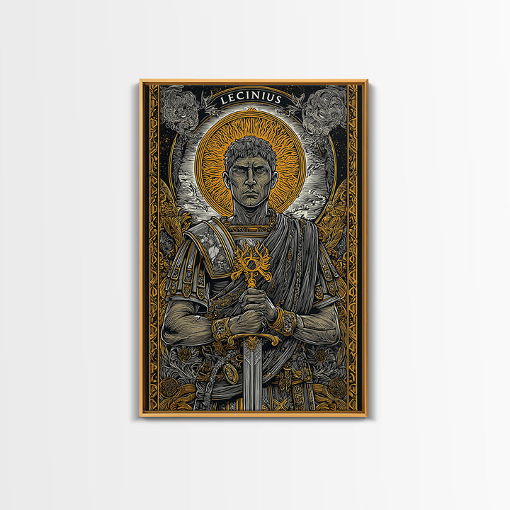 Hestia With Eternal Flame, Goddess Of Hearth, Greek Mythology Canvas Gold Art, Fire Goddess Wall Print, Real Wood Frame