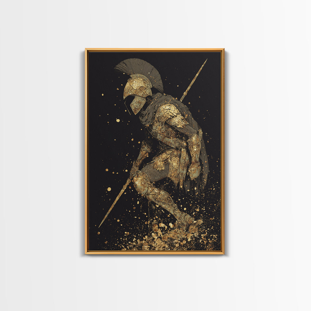 Medusa Head Canvas Gold Canvas Print, Mythological Serpent Hair Art, Ancient Creature Wall Decor, Classical Fantasy Artwork Frame