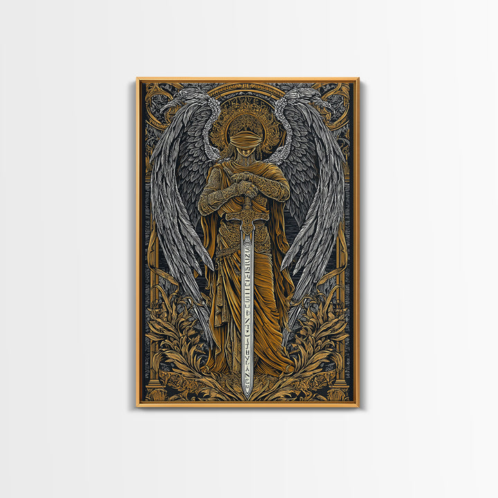 Medusa Gorgon Canvas Gold Canvas Print, Ancient Mythology Wall Art, Serpent Goddess Artwork, Legendary Fantasy Decor Real Wood Frame