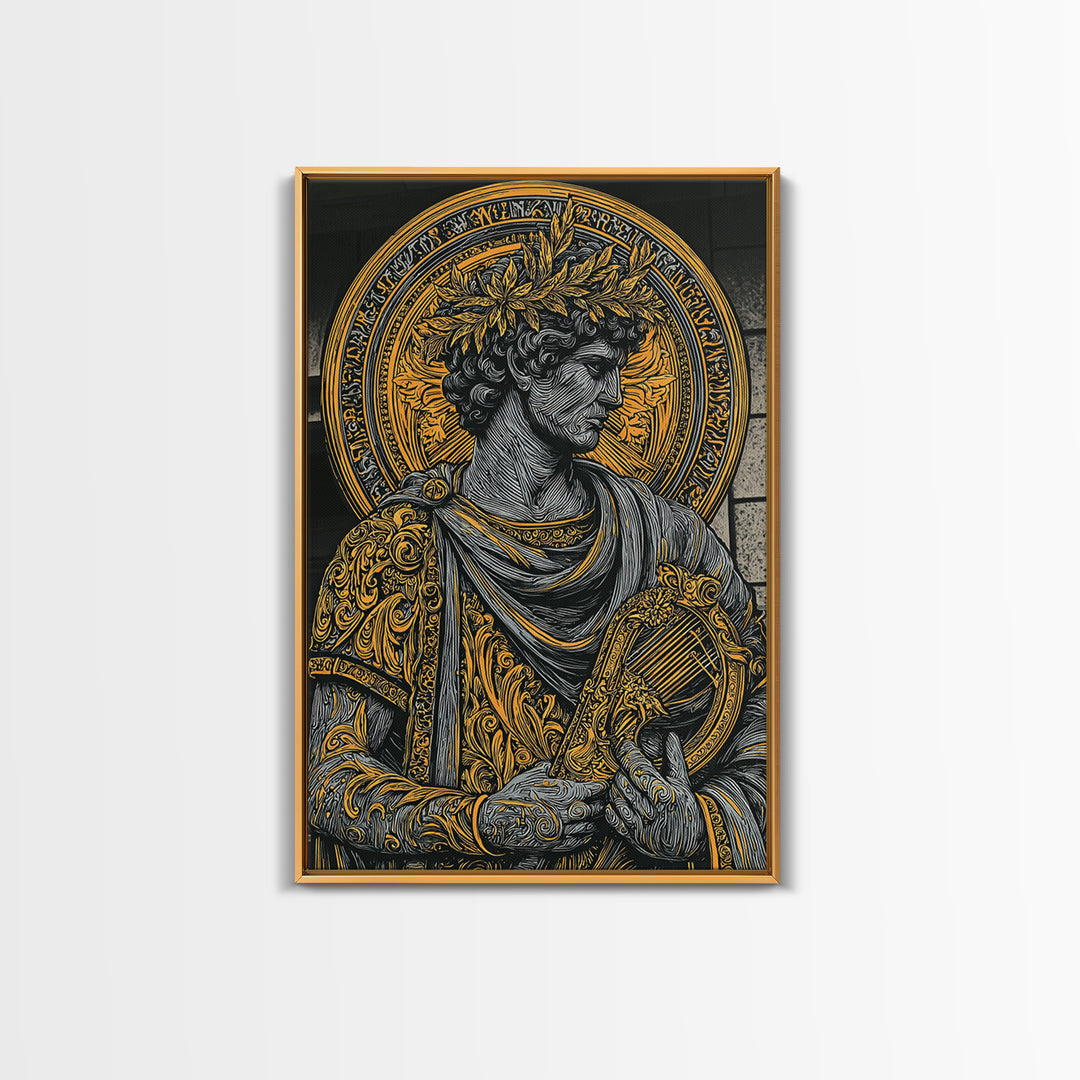 Gorgon Serpent Head Canvas Gold Canvas Print, Medusa Mythology Art, Ancient Creature Wall Decor, Legendary Fantasy Artwork Frame