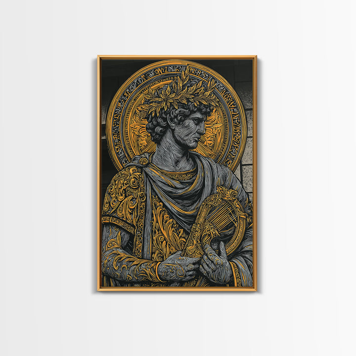 Gorgon Serpent Head Canvas Gold Canvas Print, Medusa Mythology Art, Ancient Creature Wall Decor, Legendary Fantasy Artwork Frame