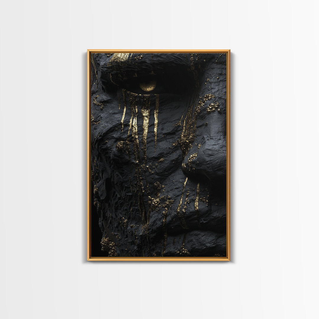 Viking God Odin Canvas Gold Art, Norse Mythology Inspired Canvas Print, Real Wood Frame, Powerful Nordic Warrior Wall Decor