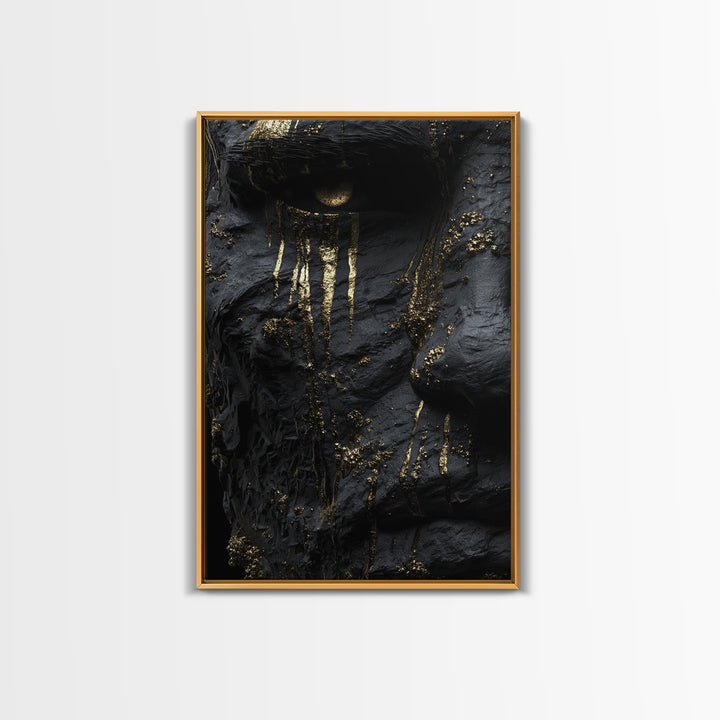 Viking God Odin Canvas Gold Art, Norse Mythology Inspired Canvas Print, Real Wood Frame, Powerful Nordic Warrior Wall Decor