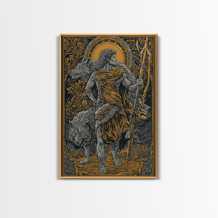 Romulus Canvas Gold Canvas Print, Roman Mythology Art, Real Wood Frame, Warrior Wall Decor, Luxury Canvas Artwork