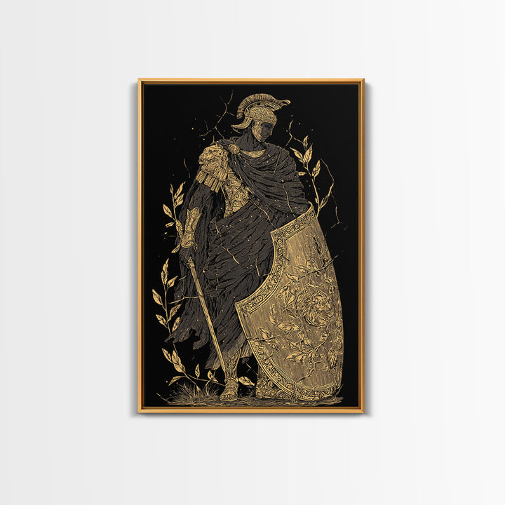 Chariot Goddess Canvas Gold Canvas Print, Ancient Mythology Art, Real Wood Frame, Celestial Wall Decor, Luxury Artwork