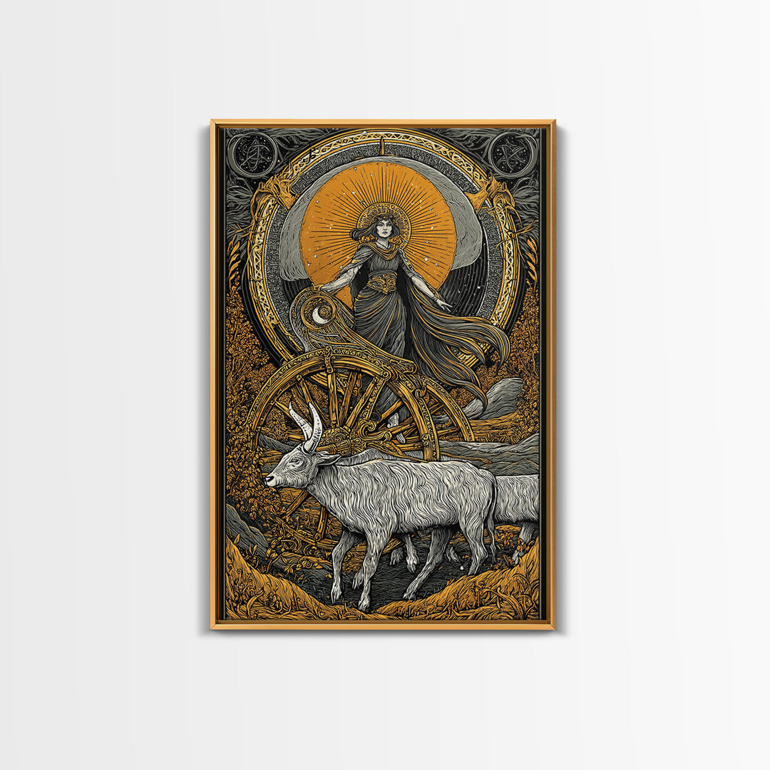 Rhea Canvas Gold Canvas Print, Titaness Mother Goddess Art, Real Wood Frame, Ancient Greek Decor, Mythology Artwork