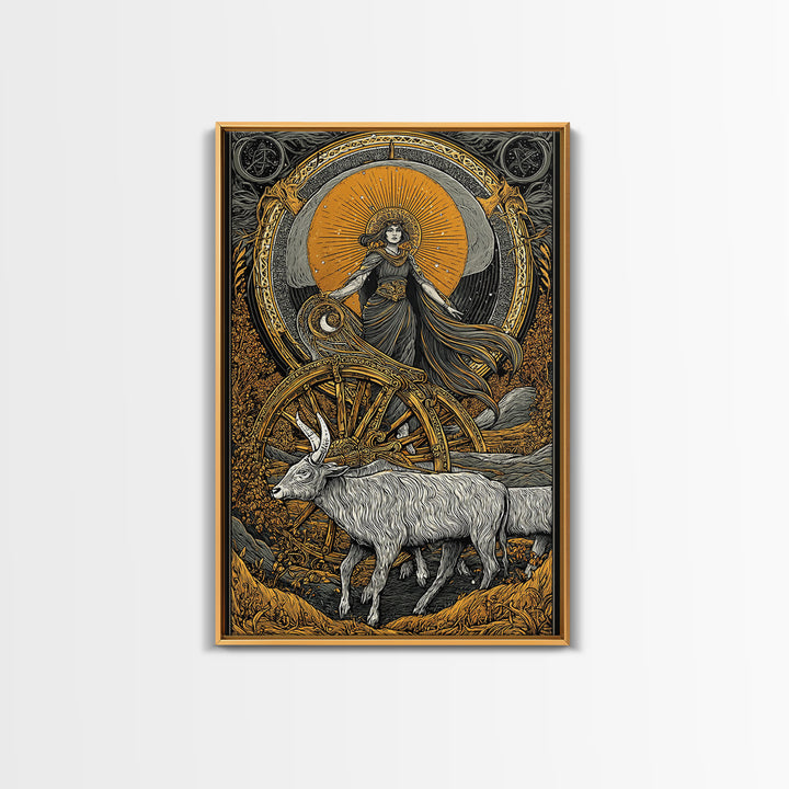 Rhea Canvas Gold Canvas Print, Titaness Mother Goddess Art, Real Wood Frame, Ancient Greek Decor, Mythology Artwork