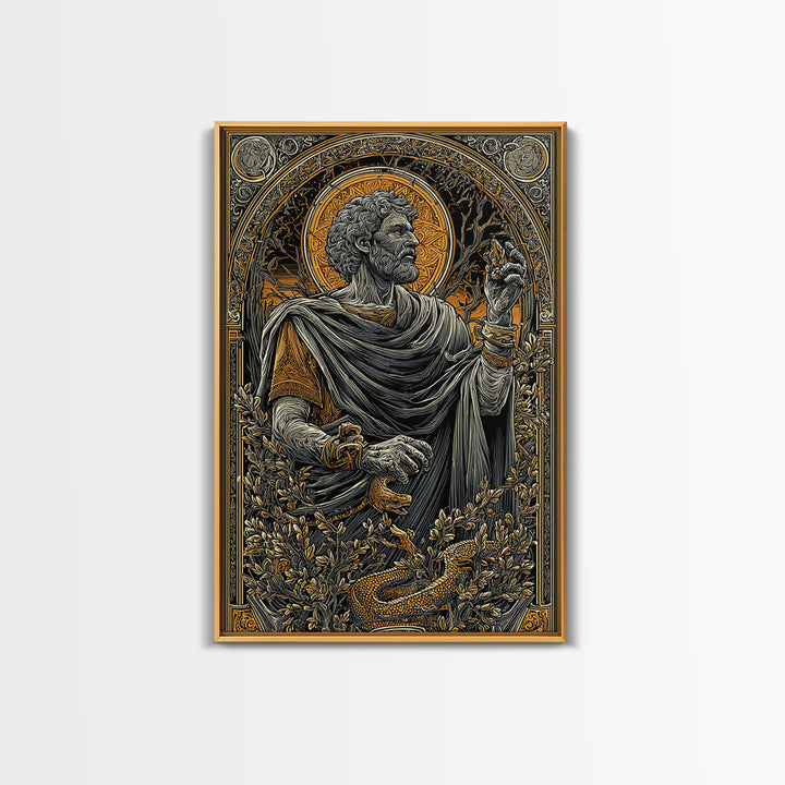 Seneca Canvas Gold Canvas Print, Roman Philosopher Art, Real Wood Frame, Classical Wall Decor, Ancient Canvas Artwork