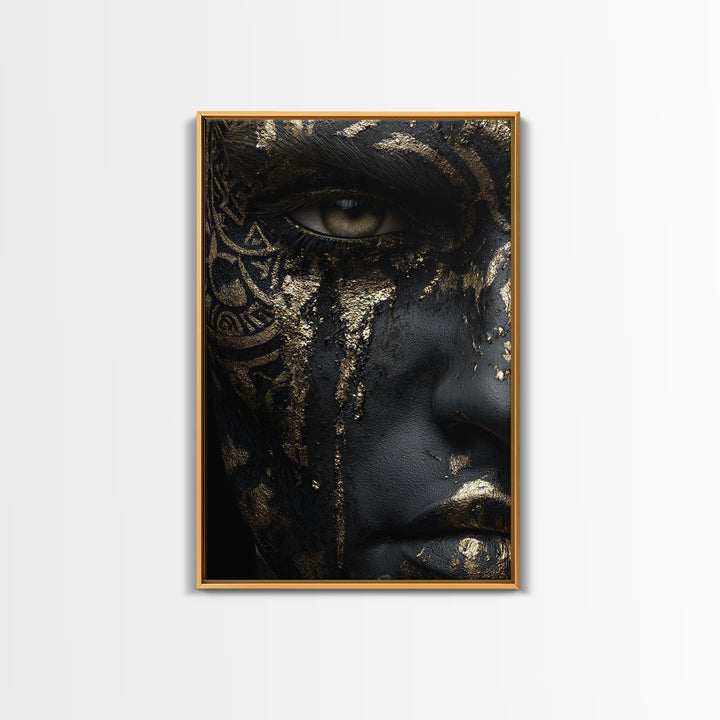Roman Warrior Canvas Gold Canvas Print, Mythology Wall Art, Luxury Home Decor, Ancient History Artwork, Real Wood Frame