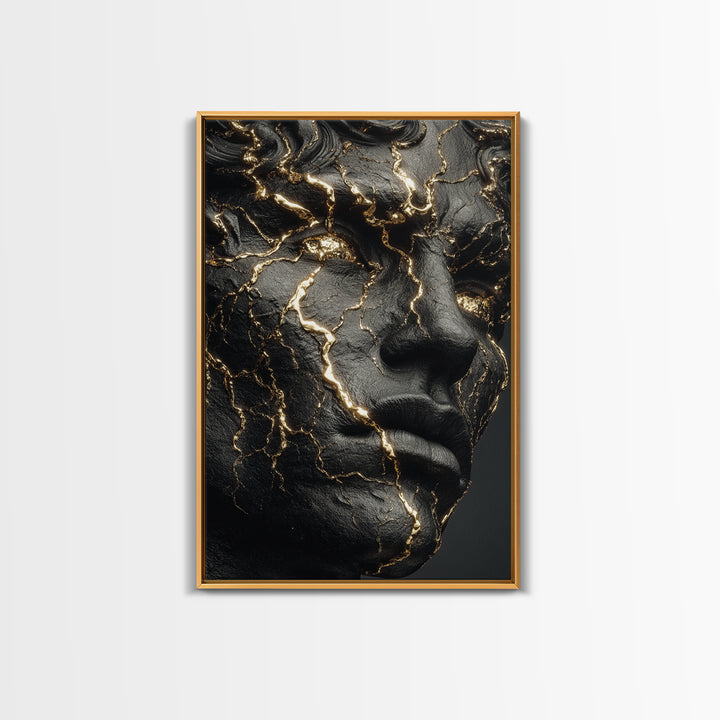 Emperor Portrait Canvas Gold Canvas Print, Ancient Roman Wall Art, Museum Style Home Decor, Classical Warrior Artwork, Wood Frame