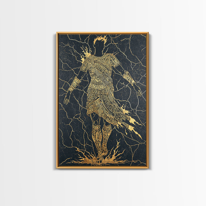 Mythology Inspired Canvas Gold Canvas Print, Roman Emperor Wall Art, Historical Home Decor, Ancient Regal Artwork, Real Wood Frame