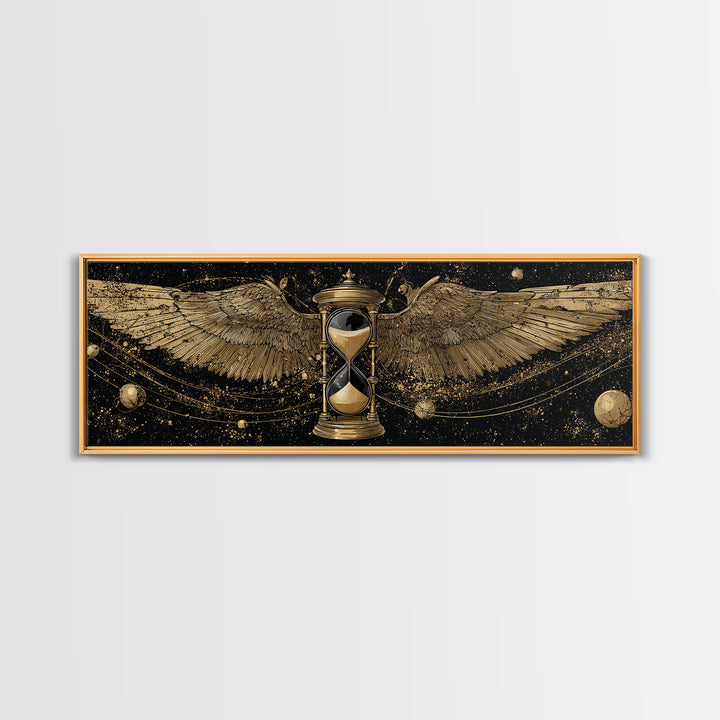Astraeus Titan Of Stars Artwork, Greek Mythology Gold Canvas Print, Celestial Titan Wall Art, Real Wood Frame
