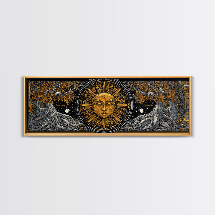 Coeus Titan Of Intellect Artwork, Greek Mythology Inspired Gold Canvas Print, Ancient Titan Wall Art, Real Wood Frame