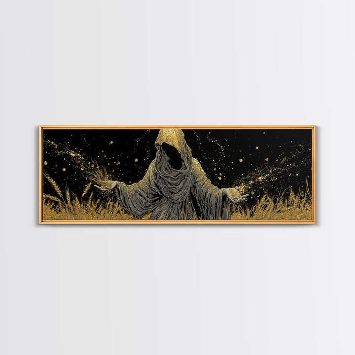 Demeter Goddess Of Harvest, Ancient Greek Mythology Gold Canvas Print, Nature Goddess Wall Art, Real Wood Frame