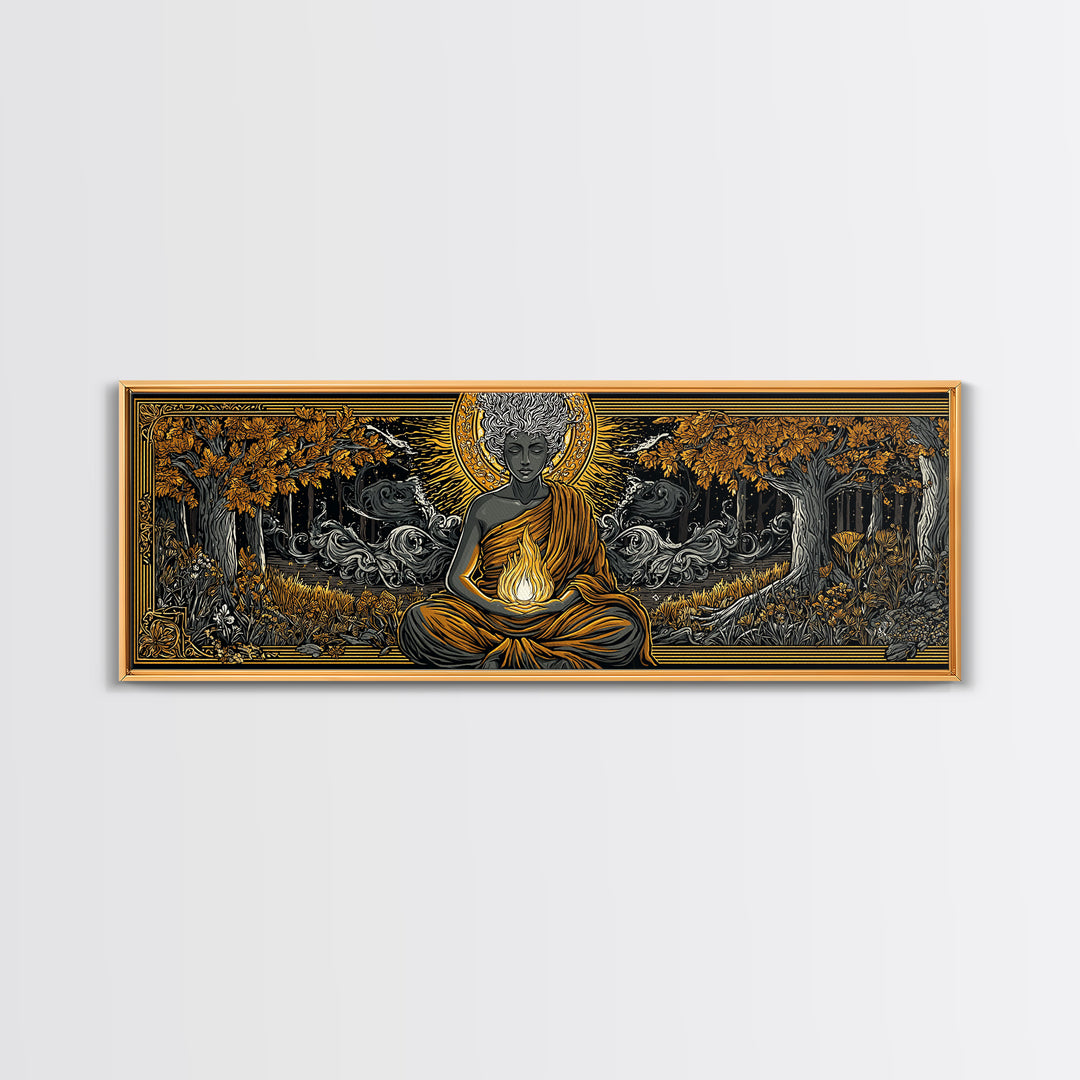 Hestia Gold Canvas Print, Greek Goddess Of Hearth And Fire, Mythology Wall Art, Real Wood Frame, Unique Luxury Home Decor