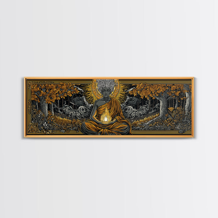 Hestia Gold Canvas Print, Greek Goddess Of Hearth And Fire, Mythology Wall Art, Real Wood Frame, Unique Luxury Home Decor