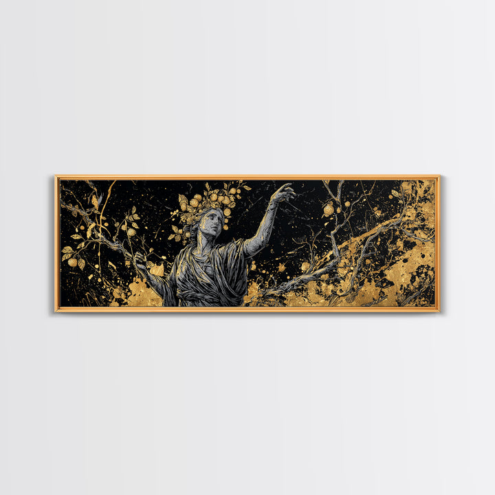 Persephone Harvest Gold Canvas Print, Goddess Wall Art, Real Wood Frame, Mythology Artwork For Home Or Office