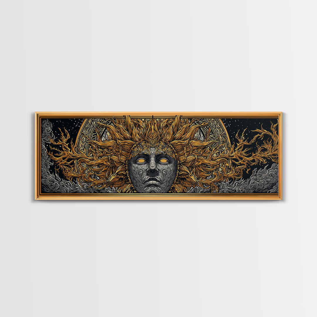 Prometheus God Gold Canvas Art, Mythology Inspired Wall Print, Real Wood Frame Canvas Print, Regal Decor Statement Piece