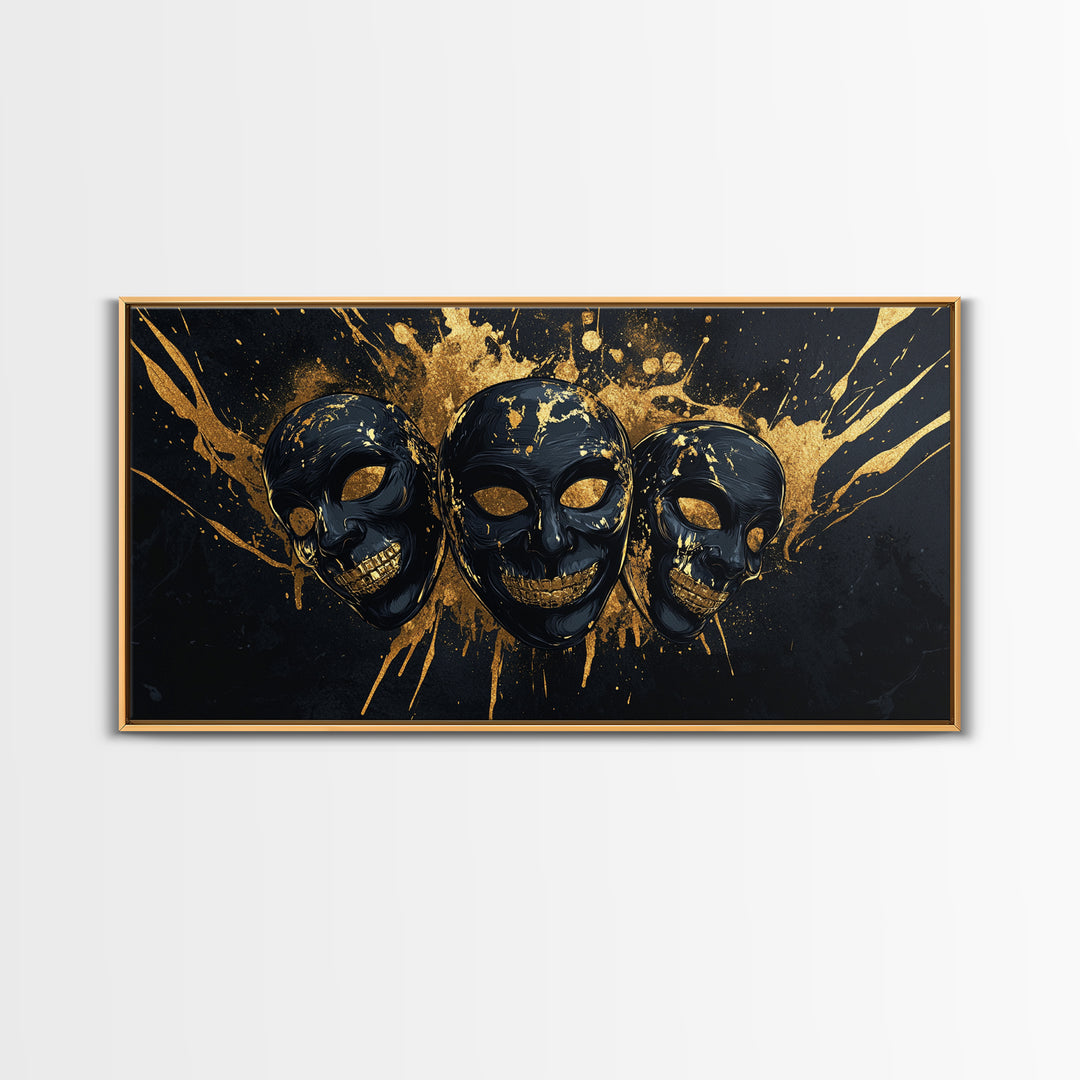 Sacred Goddess Gold Canvas Print, Ornate Splatter Art On Canvas, Real Wood Frame Wall Décor, Mystical Divine Artwork