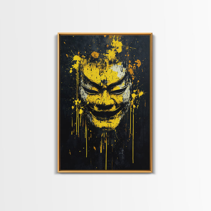 Fierce Leopard Splatter Portrait, Gold Canvas Art, Wildlife Canvas Print, Real Wood Frame, Animal Wall Decor, Jungle Spirit Artwork