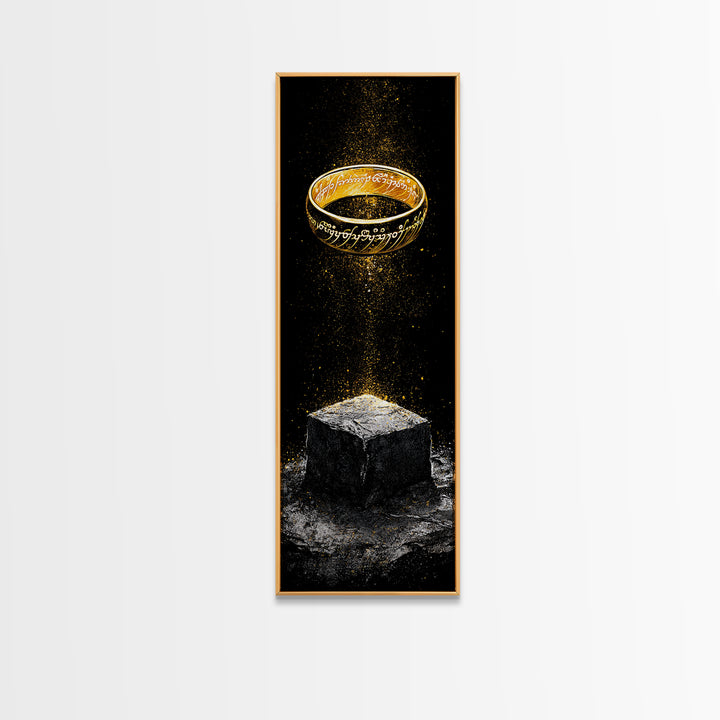 Odin’s Ring Norse Symbol Canvas Gold Art Canvas Art, Nordic Mythology Wall Decor for Man Cave, with authentic wood frame