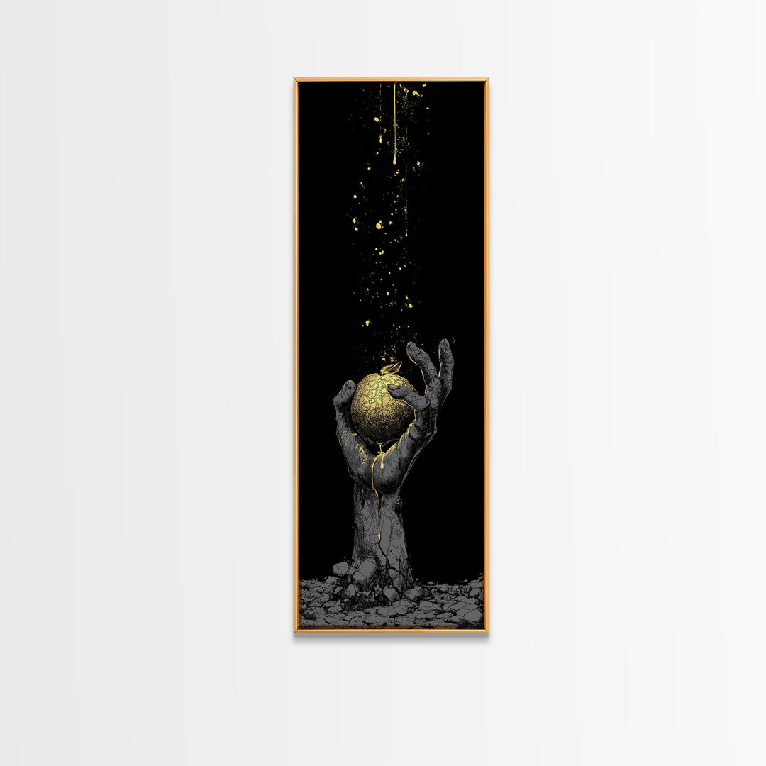 Golden Apple of Idunn Canvas Gold Art Canvas Art, Norse Mythology Viking Decor for Dad Gift or Office, in real wood frame