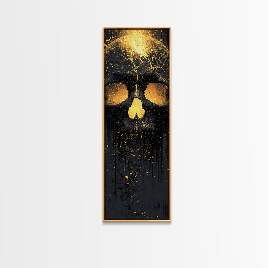 Skull of Ragnarok Canvas Gold Art Canvas Art | Norse Mythology Wall Decor for Man Cave or Office | Viking Style Frame in Real Wood