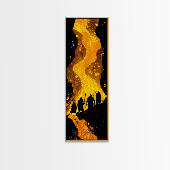 Nordic Einherjar Warriors Canvas Gold Art, Viking Canvas Art for Mythology Lovers, Office Art or Dad Gift, Bold Statement Piece in Solid Wood Frame