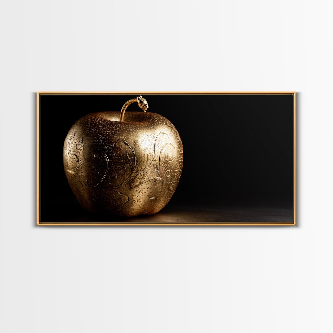 Golden Apple of Idunn Canvas Gold Art, Norse Mythology Canvas Art, Viking Wall Decor with real wood frame, unique man cave gift