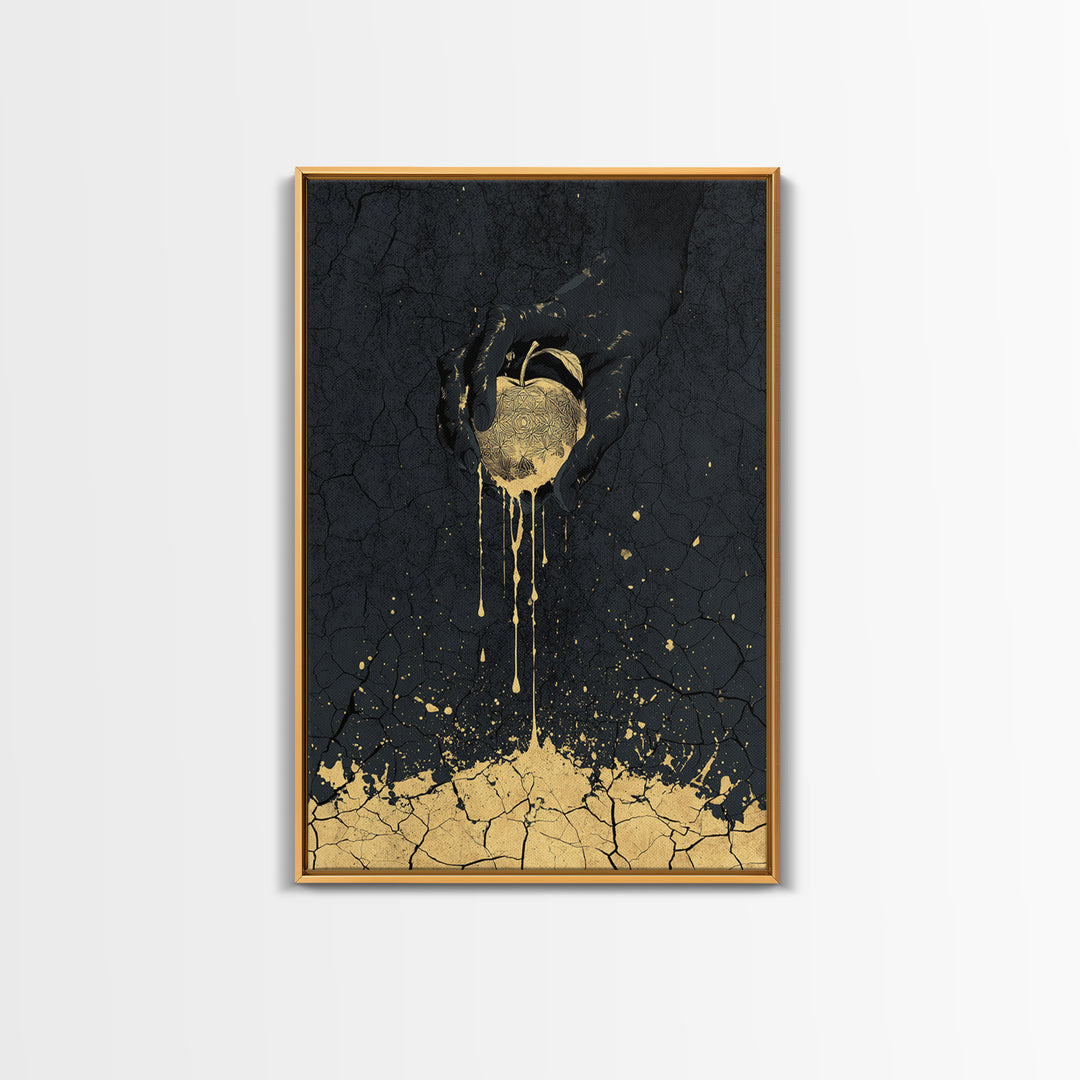 Golden Apple of Idunn Canvas Gold Art Canvas Art | Norse Myth Wall Decor Viking Symbol | Gift for Men | Framed in Real Wood
