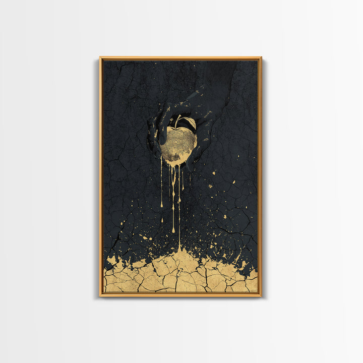 Golden Apple of Idunn Canvas Gold Art Canvas Art | Norse Myth Wall Decor Viking Symbol | Gift for Men | Framed in Real Wood