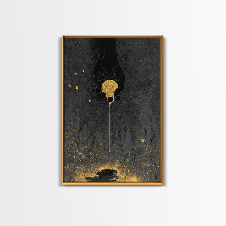 Eternal Golden Apple Canvas Gold Art Canvas Art | Norse Myth Decor | Pagan Wall Art for Office or Man Cave | Framed with Wood