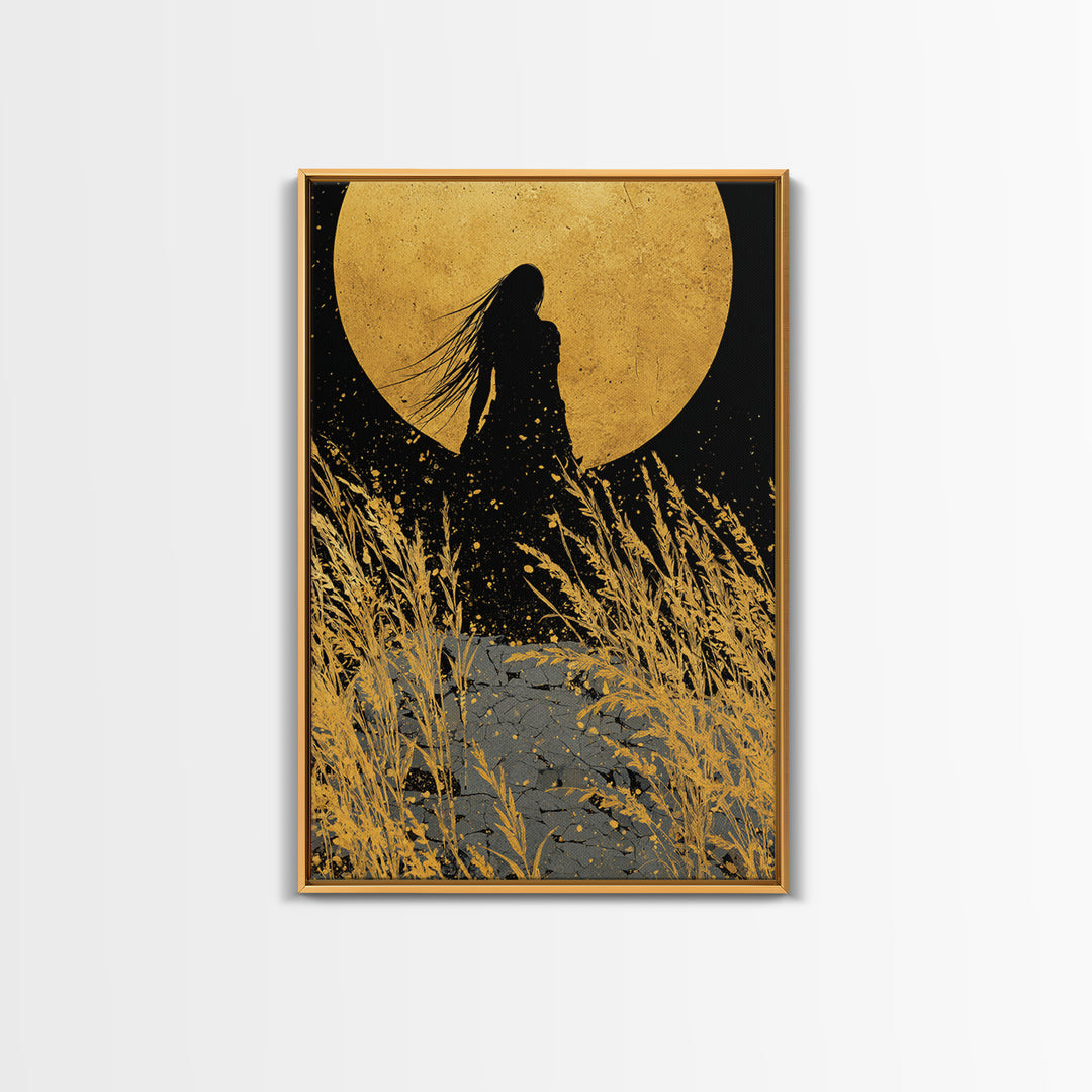 Freyja Norse Myth Canvas Gold Art Canvas Art, Nordic Goddess Wall Decor in real wood frame, Viking Office Art, Mythology Dad Gift