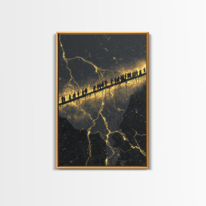 Helheim Norse Underworld Gate Canvas Gold Art Canvas Art Viking Mythology Wall Decor Dark Office Man Cave framed in real wood