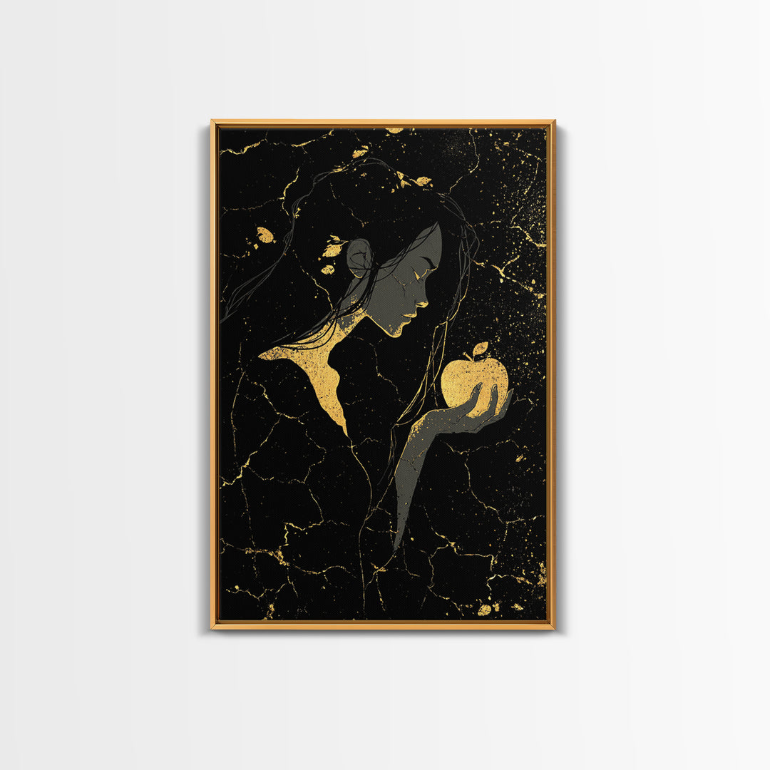Norse Goddess Idunn Golden Apples Canvas Gold Art Canvas Art Nordic Wall Decor Viking Office or Man Cave framed in real wood