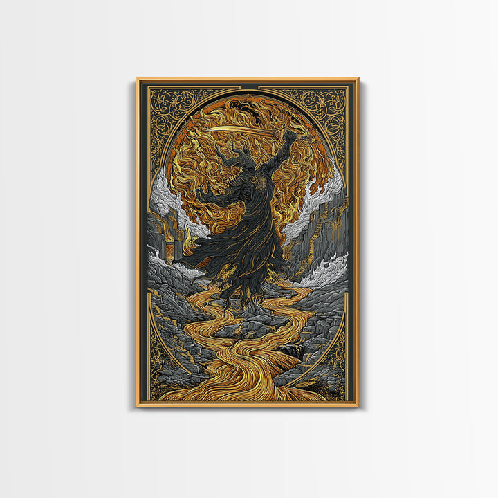 Norse Horse Sleipnir Canvas Art Canvas Gold Art Wall Print Nordic Mythology Office Art Dad Gift Man Cave framed in real wood