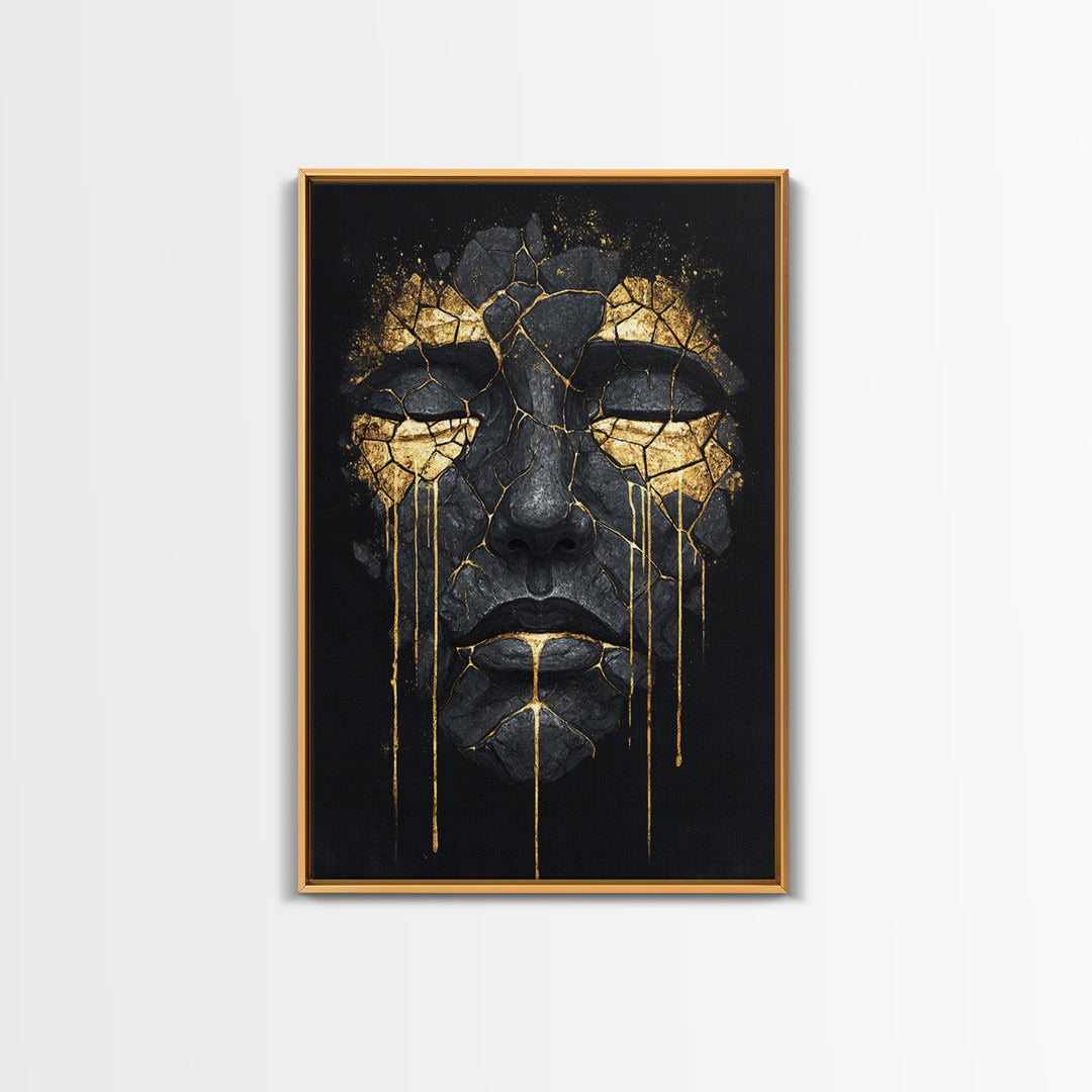 Canvas Gold Art Canvas Art of Yggdrasil | Norse World Tree Artwork in a Real Wood Frame | Viking Decor for Study, Man Cave, or Office