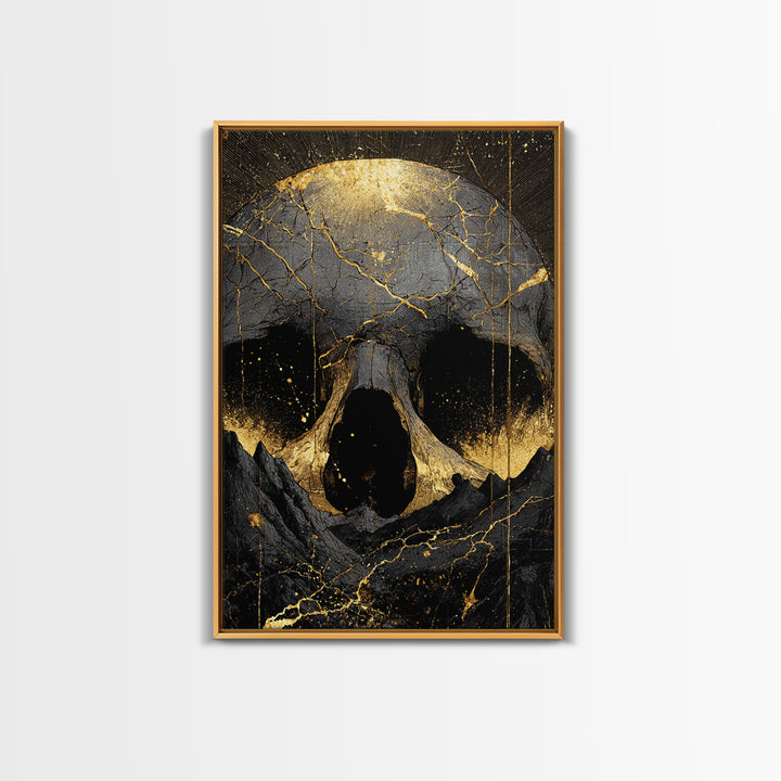 Norse God Ymir Canvas Gold Art Canvas Art | Giant of Creation Nordic Wall Art | Framed Mythology Decor with Real Wood Frame