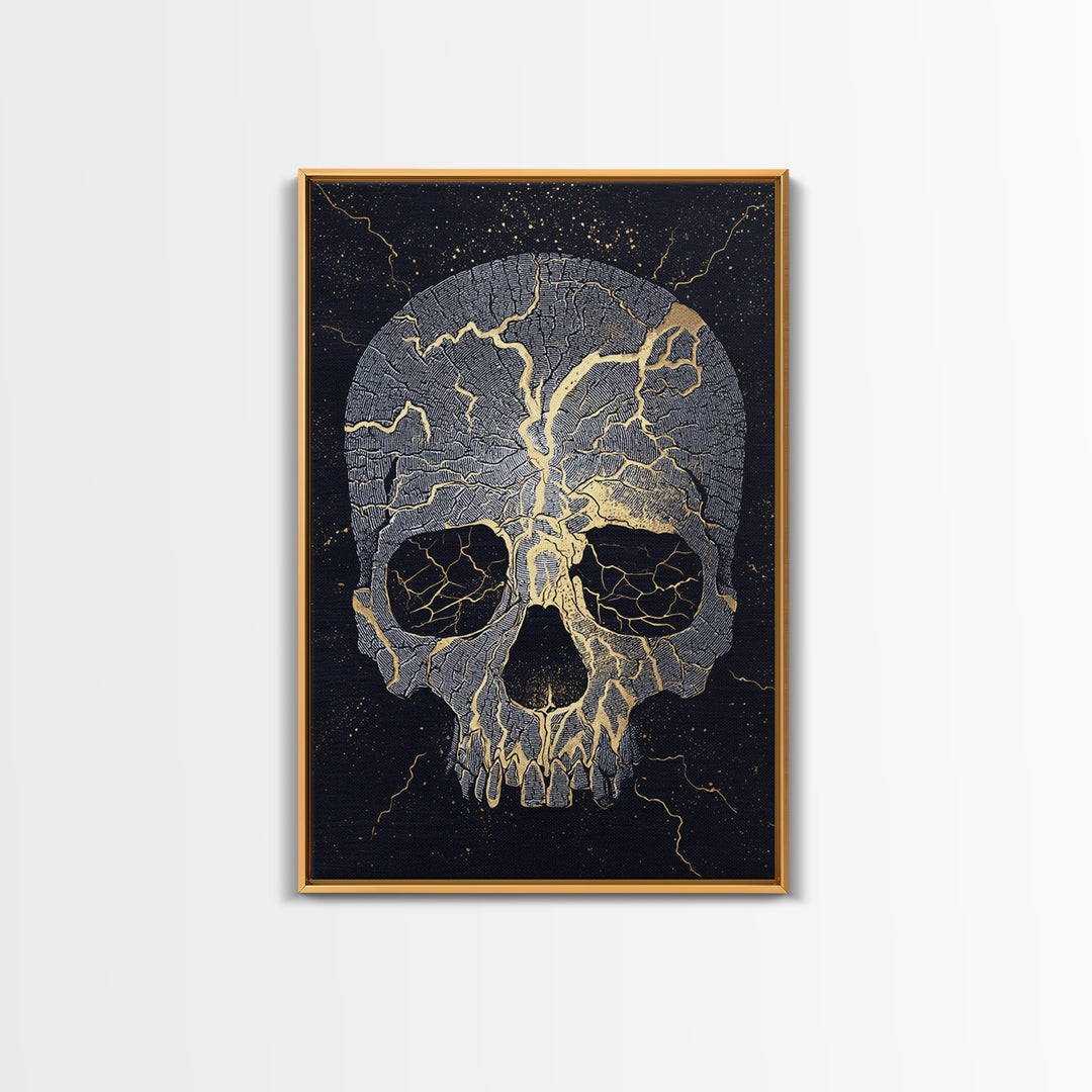 Canvas Art Canvas Gold Art of Norse Giant Ymir | Nordic Mythology Wall Art Framed in Real Wood | Viking Decor for Office or Study