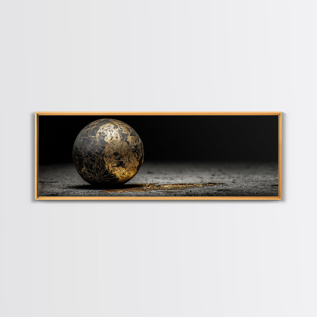 Norse Cosmos Orb Canvas Gold Art Nordic Mythology Canvas Art Viking Sphere Decor framed in authentic wood, Unique Dad Gift