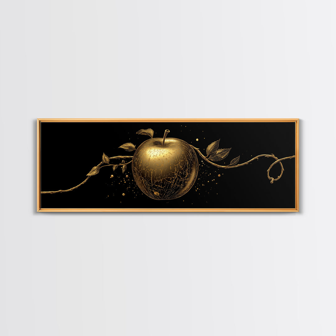 Golden Apple of Idunn Canvas Gold Art Norse Mythology Canvas Art Viking Decor framed in real wood, Unique Nordic Office Art