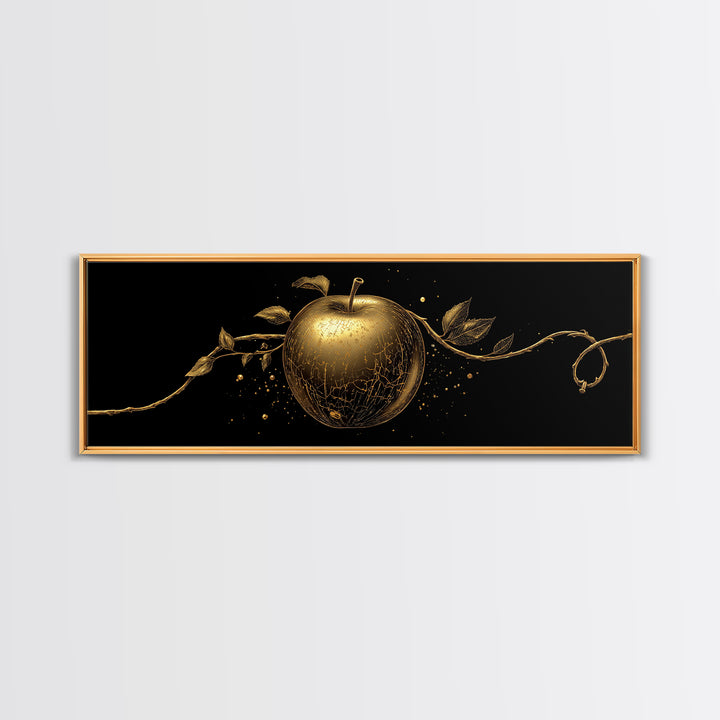 Golden Apple of Idunn Canvas Gold Art Norse Mythology Canvas Art Viking Decor framed in real wood, Unique Nordic Office Art