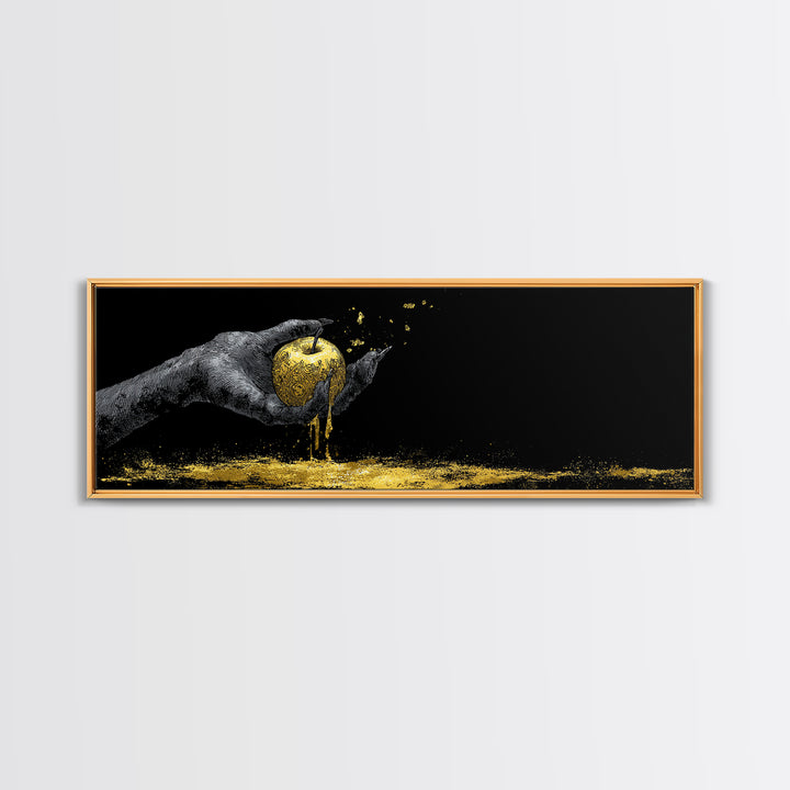 Canvas Gold Art Norse Apple of Immortality Canvas Art, Nordic Mythology Wall Decor with real wood frame, unique Viking Office Gift