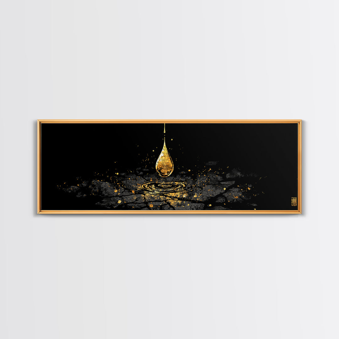 Odin’s Golden Tear Canvas Gold Art, Norse Mythology Inspired Canvas Art Wall Decor, Viking Office Accent framed in wood