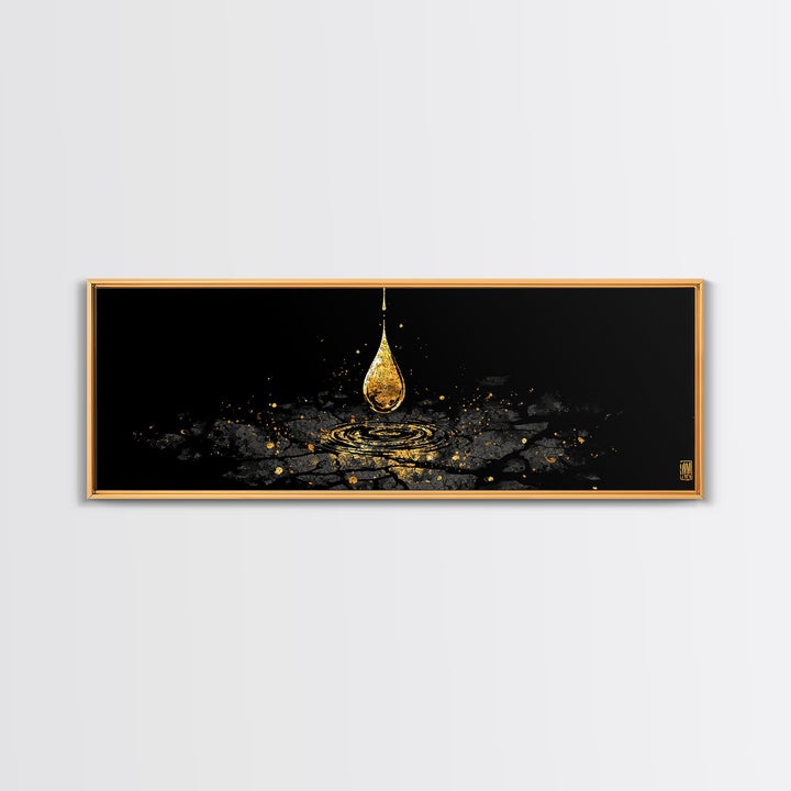 Odin’s Golden Tear Canvas Gold Art, Norse Mythology Inspired Canvas Art Wall Decor, Viking Office Accent framed in wood
