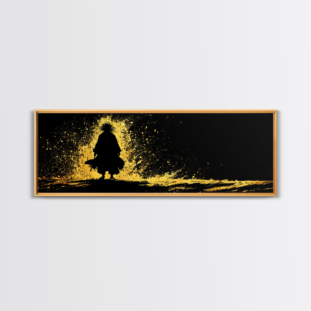Njord Norse God of the Sea Canvas Gold Art Canvas Art – Viking Ocean Wall Art, Nordic Mythology Office Decor, natural wood framed