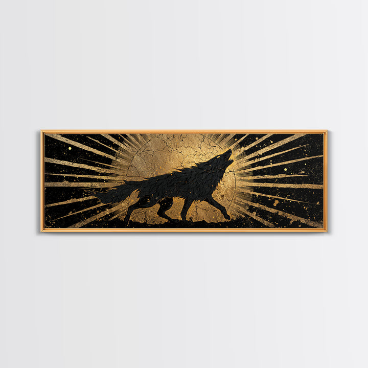 Canvas Gold Art Ragnarok Canvas Art | Norse Mythology Wall Decor framed in rustic wood | Viking Epic Gift for Him or Dad