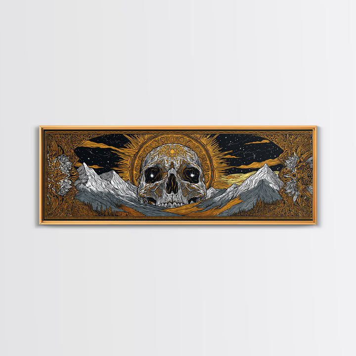 Norse God Ymir Canvas Gold Art, Nordic Mythology Canvas Art in Real Wood Frame, Viking Inspired Office Wall Art for Men