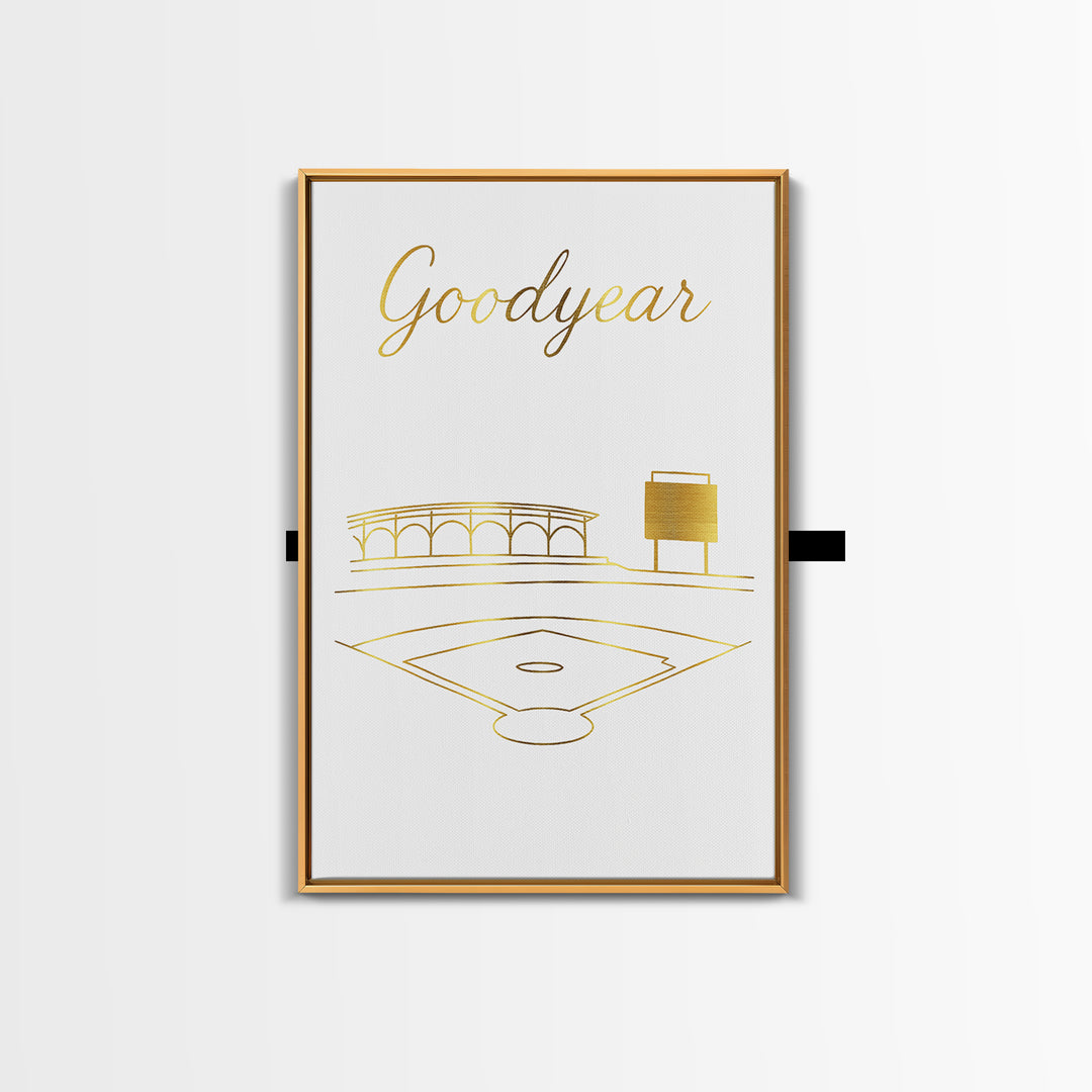 Goodyear Travel Poster, Framed Canvas Print, Clean Sketch Wall Art, Goodyear City Art, Vintage Travel Art, Vintage City Art, Wall Art